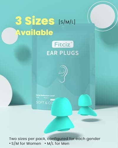 Fitciz Ear Plugs for Sleep & Noise, Zero-Pressure, Size L+M, Light Blue — view 6