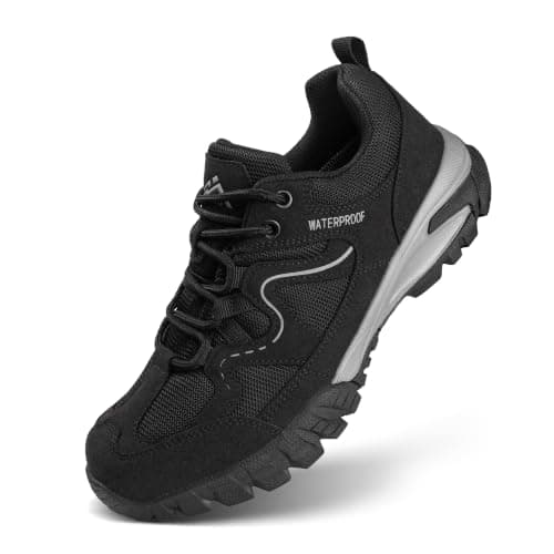 CC-Los Women's Waterproof Outdoor Walking Shoes Non-Slip Lightweight Hiking Black Size 4.5