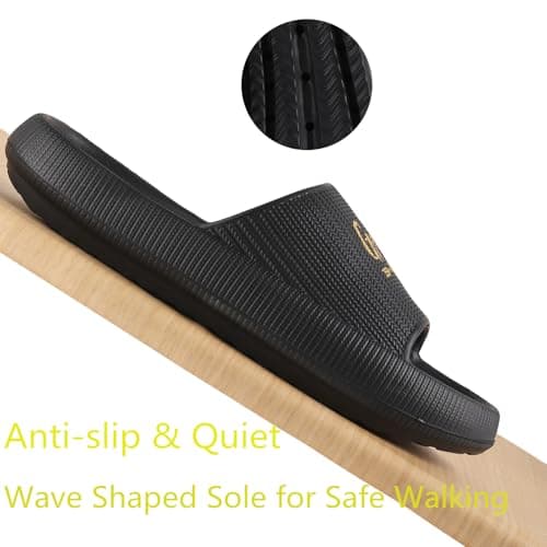 Fabstory Groom Slides for Men Black Groom Sandals for Bachelor Party Wedding Day Gifts, Black, 9.5-10.5 — view 5