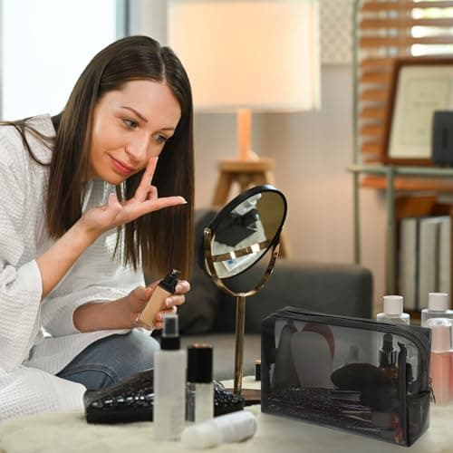 Wanmu 3Pcs Mesh Makeup Bags, Mesh Cosmetic Bag, Portable Toiletry Bag, Travel Organizing Zipper Pouch, Toiletries Makeup Pouches, Black Breathable Mesh for Home Office Travel Accessories — view 6