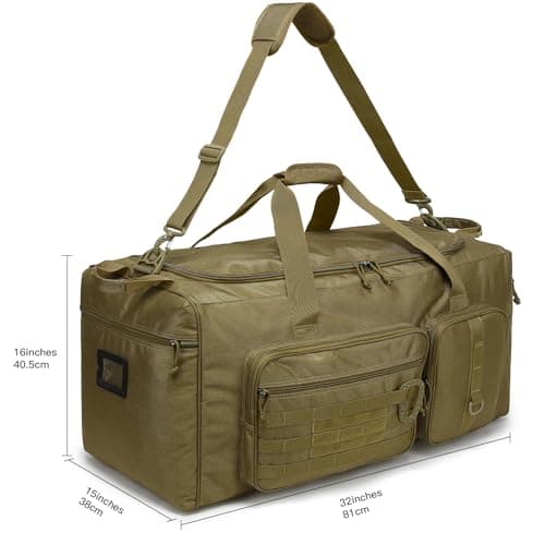 TONRUYN 120L Travel Duffel Bags for Men Women Heavy Duty Camping Duffle Luggage 80cm Extra Large Sports Holdall Equipment Bag with Shoulder Strap for Football Baseball & Team Training, XL Brown — view 6