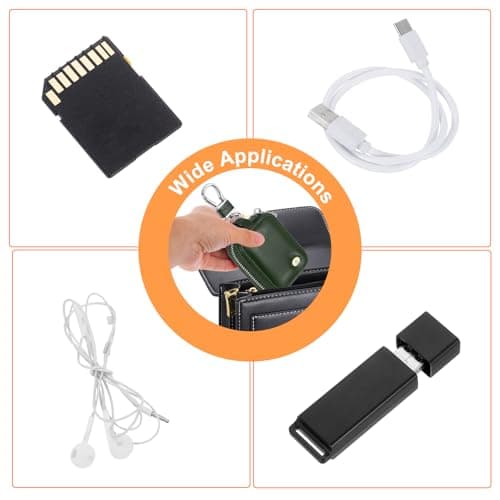 sourcing map Earbuds Cases, Earphone Case Holder, PU Leather Ear Buds Case Zipper Organizer Small with Mesh Pocket for USB Cable, Wireless Wired Earphones, Green — view 6