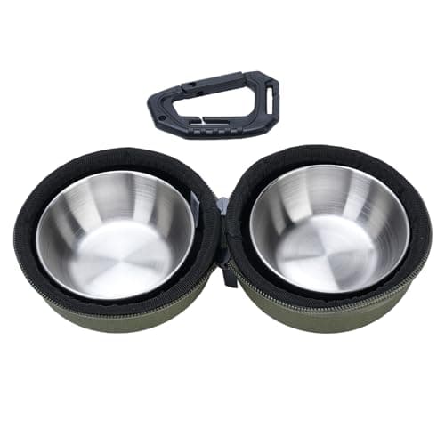 Ziyvural Travel Pet Feeder Bowl, Stainless Steel Foldable Double Dog