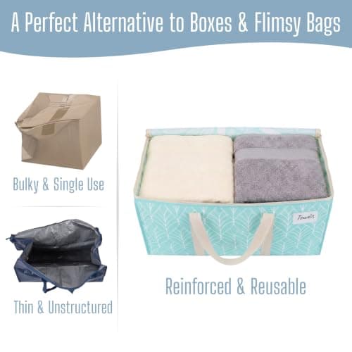 VENO 10 Pack Extra Large Moving Storage Bags with Zips, Heavy-Duty Organizer Tote, Moving Box Alternative, Clothes Storage Bin, Tag Pocket Water-Resistant (Evergreen, 10 Pack) — view 5