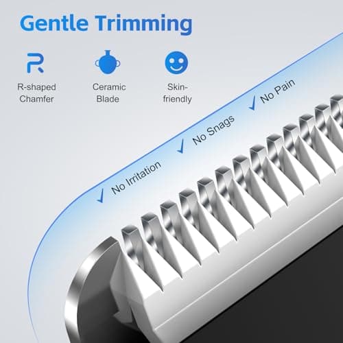Body Trimmer for Men, 2-in-1 Body Groomer & Nose Hair Trimmer, Waterproof Mens Grooming Kit with Ceramic Blade Heads, Sensitive Combs for Chest, Legs, Armpits & Nose, Wet & Dry Use, Travel Lock — view 4