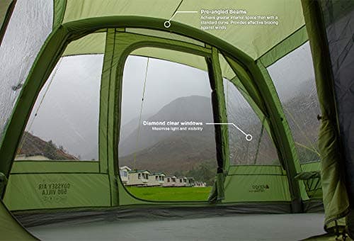 Vango Airbeam Odyssey Air 500 Villa Tent [Amazon Exclusive], 5 Man Inflatable Tent with Pump, Sun Canopy, Easy Pitch Family Camping, Epsom Green — view 4