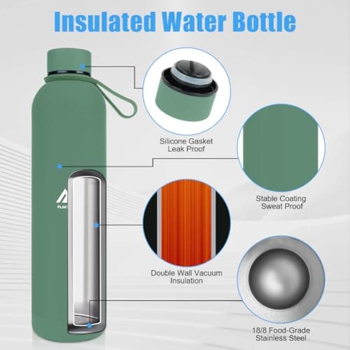 flintronic 750ml Insulated Water Bottles,Double Wall Vacuum Drinks Bottle Keeps Drinks Cold 24 Hrs/Hot 12 Hrs, Stainless Steel Water Bottle with Handle,Sports Flask BPA Free for Sports, Camping — view 4