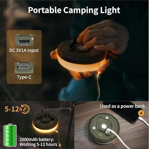 HAMLITE Camping Light String: 2 in 1 Outdoor Waterproof Portable Stowable Fairy Light with 5 Modes 2 Pack - USB Rechargeable RGB String Lights for Garden, Patio, Summer Camping, Tent & Party Decor — view 6