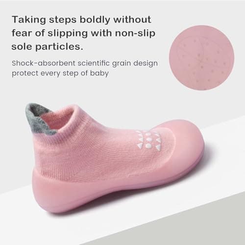 Bearbay Baby Walking Sock Shoes Infant Non-Slip Breathable Slippers with Soft Rubber Sole Baby Boys Girls Sneakers,22 — view 4