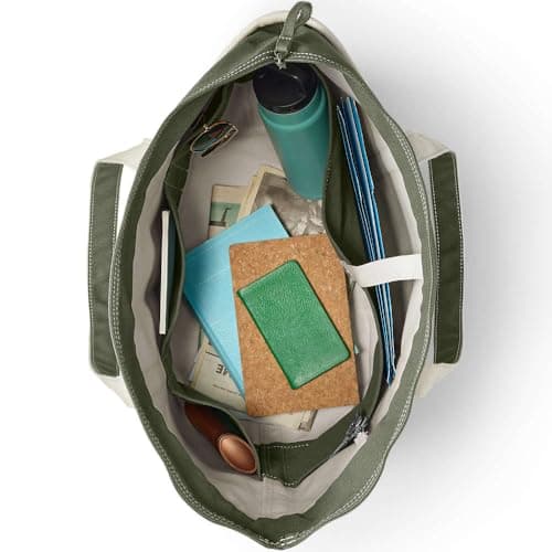 Lands' End Zip Top Canvas Tote Bag - Dark Olive Green - M — view 3