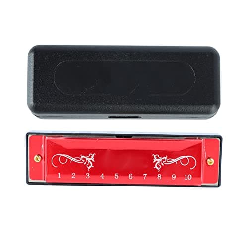 Harmonica, 10 Hole 20 Tune Aluminium Stainless Steel for Beginners Kids Music Lovers Outdoor Practice Blues Sessions Travel Entertainment (Red) — view 6