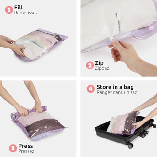 Compactor Set of 2 Roll up M Vacuum Compression Bags - Size M, Violet, 45X85Cm - Space Saving Solution — view 5