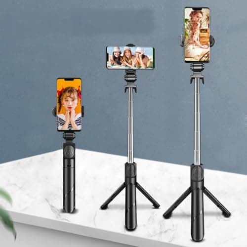 PACKOVE Cellphone Gimbal Stabilizer Selfie Stick, Multi-function Phone Live Streaming Tripod, Telescopic Foldable Wireless Connection, Abs Aluminium Alloy, Black, 1m, for Hiking Travel — view 4
