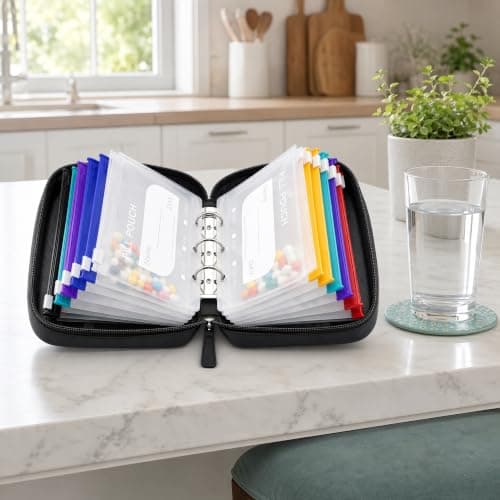 A8 Waterproof Pill Organizer Set, A8 Color Coded Zippered Pill Pouches — view 3