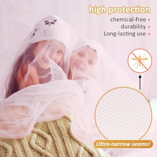 FFTANXS Bed Canopy for Girls,Rainbow Canopy Bed,Princess Mosquito Net for Travel&Room Single to Double Universal,Large Dome Hanging,Breathable Mesh Effective Anti,Girls Room Decor(Pink) — view 3
