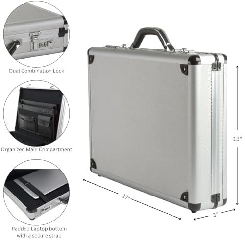 Alpine Swiss Executive Aluminum Briefcase Padded Laptop Briefcase for Men Hard Shell Attache Case Combo Lock Business Case — view 3