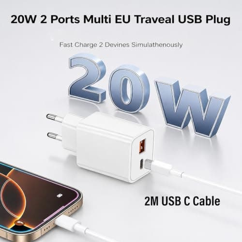 20W EU Travel Charger Wall Adaptor Fast Charger UK to European Plug Adapter — view 2