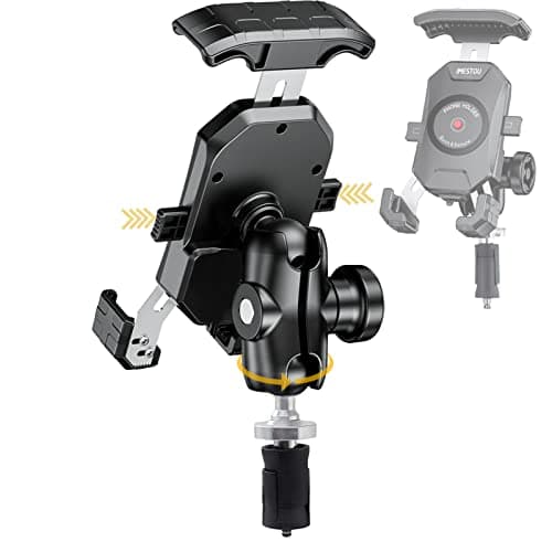 iMESTOU Motorcycle Fork Stem Phone Mount, Anti-Theft 1" Ball Phone Holder with Double Socket Arm Fits to RAM B Size Components 720° Rotation for 4.0"-7.0" Cellphones