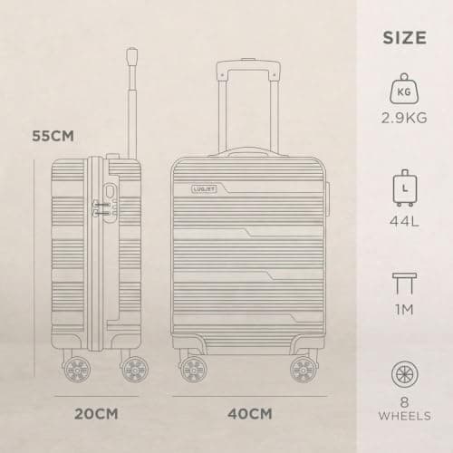 Cabin Suitcase 55x40x20cm – Lightweight Hard Shell Cabin Luggage with 4 Double Spinner Wheels, Telescopic Handle & Organised Interior – Small Cabin Size Carry On Travel Suitcase (White) — view 5
