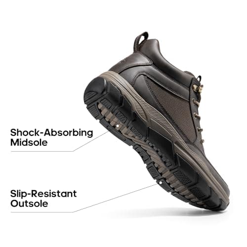 NORTIV 8 Men's Lightweight Walking Boots,Size 10,Dark Brown — view 4