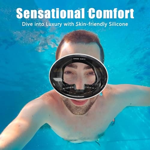 Scuba Diving Mask,Scuba Goggles for Adults,Single Lens Snorkel,Oval Dive Goggles,Wide Vision Diving Swimming Goggles,Tempered Glass,Anti Fog,Anti- Leak,Spearfishing Mask for Scuba Swimming Men Women — view 5