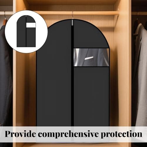 2 PCS Suit Bags with Clear Window,Foldable Suit Covers for Hanging Clothes,Dust-Proof Zippered Garment Bags, for Clothes & Coats & Jackets(24''X40''/60x100cm) — view 4