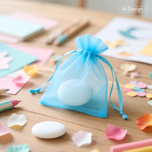 G2PLUS Turquoise Blue Organza Gift Pouches, 7x9 CM Small Favour Bags, 50 PCS — view 6