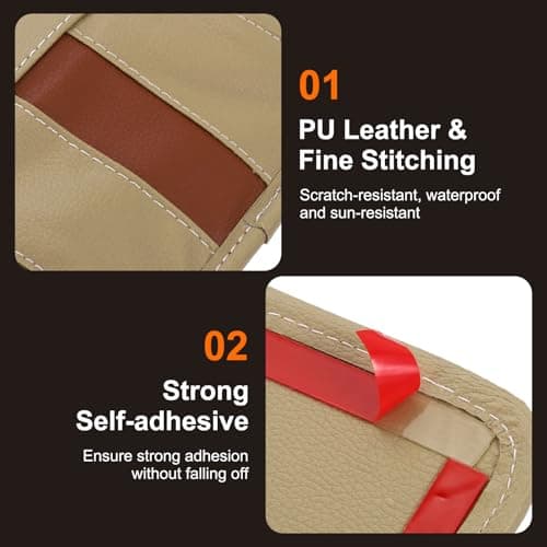 sourcing map Car Seat Side Pocket Organizer PU Leather Auto Door Console Storage Bag Car Seat Gap Filler Multifunctional Car Pocket Pouch for Keys Coins Phone Sunglasses, Beige — view 3