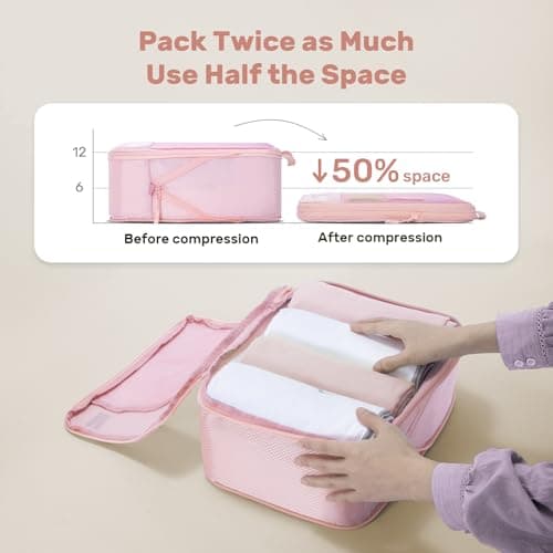Compression Packing Cubes for Suitcases, Ultralight 8 Set Packing Cubes for Backpack Waterproof Luggage Packing Organizers — view 2