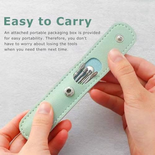 Ear Wax Removal Kit, 6 Pcs Stainless Steel Ear Cleaner Set, Portable Cleaning Tools for Home Travel Use — view 6