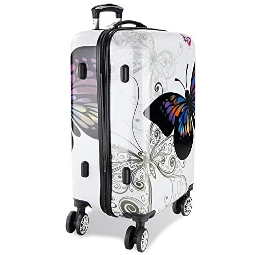 Monzana® Large Hard Shell Suitcase 4 Wheels Hardshell 27" 27 inch Butterfly — view 4