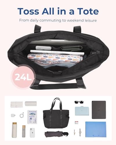 BAGSAMRT Tote Bag for Women with Zipper, Work Handbags & Shoulder Bags Gym Tote with Yoga Mat Buckle for Travel, Beach, Dance, Teacher, Nurse, Large — view 3