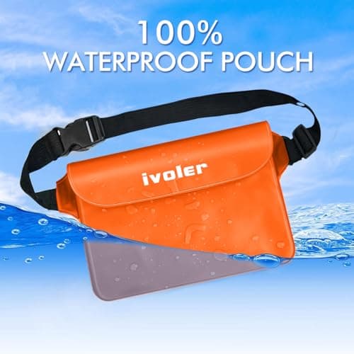 ivoler [2 Pack Waterproof Phone Case & Pouch Set, IPX8 Dry Bag with Waist Strap for Beach, Swimming, Kayaking, Fits iPhone 17 16 15 Pro Max, Samsung S26 S25 Ultra, Up to 7.0" - Warm Orange — view 4