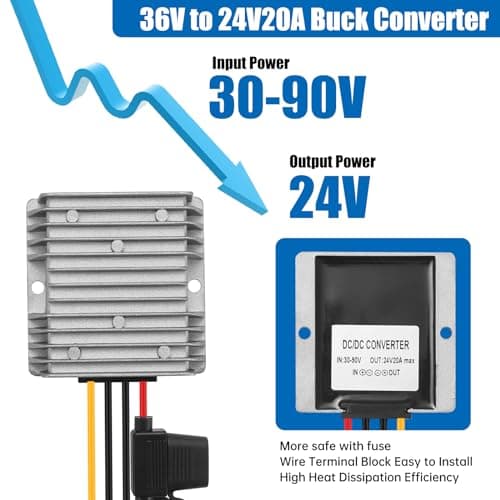 MZHOU Voltage Regulator DC 30V-90V to 24V 20A 480W Buck Converter — view 2