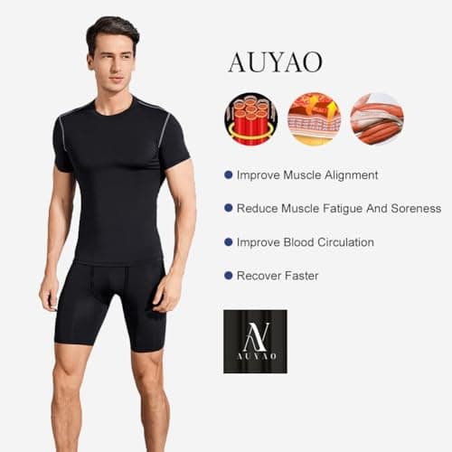 AUYAO Mens Compression Shorts, Mens Compression Base Layer Shorts with Phone Pockets, Mens Tight Dry Sports Shorts, Sports Undershorts Running Base Layer Shorts for Workout Cycling Gym Running — view 5