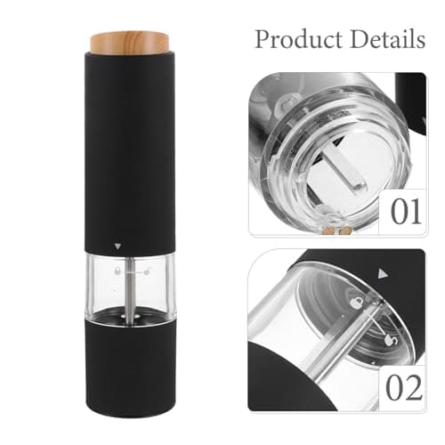 Electric Pepper Salt Grinder with Window, Black — view 3