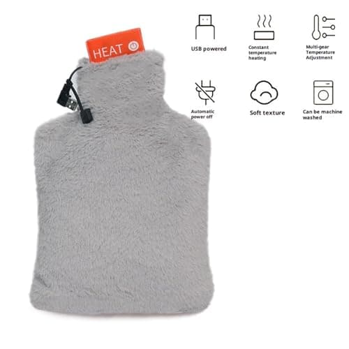 USB Rechargeable Hot Water Bottle, 3 Heat Settings Electric Heating Pad with Auto Shut-Off, Portable Flannel Warmer for Home, Office, Travel — view 6