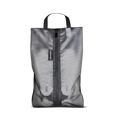 Travel Shoe Bags, Water Resistant TPU Mesh with Zipper, Travel Essentials for Men & Women (Black, 1 Set)