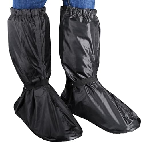 Swpeet 1 Pairs US 10 11, Euro 44 45 Waterproof Rain Boot Shoe Cover, Reusable and Foldable Rain Boots Shoe Cover with Zipper, Non-Slip PVC Snow Boots Covers for Raingear Motorcycle Outdoor Hiking