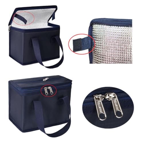 TEAMOOK Folding Lunch Bag Insulated Lunch Box Cool Bag Navy Blue 4-6 cans — view 4