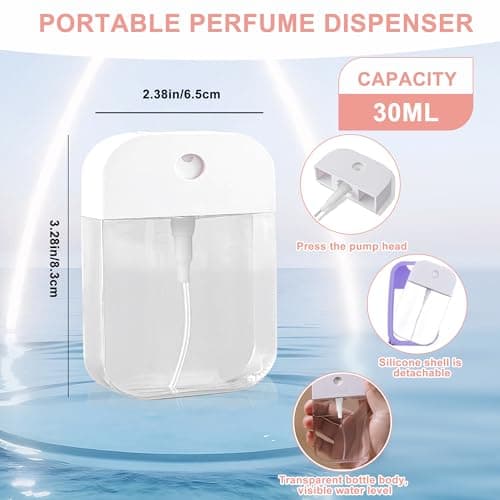 Refillable Hand Sanitizer Spray Bottle Keychain - 1oz / 30ml Leakproof Empty Spray Bottle with Silicone Case, Funnel & Clip,Portable Mini Travel Sanitizer Holder for Purse, Pocket, Gym Bag — view 2