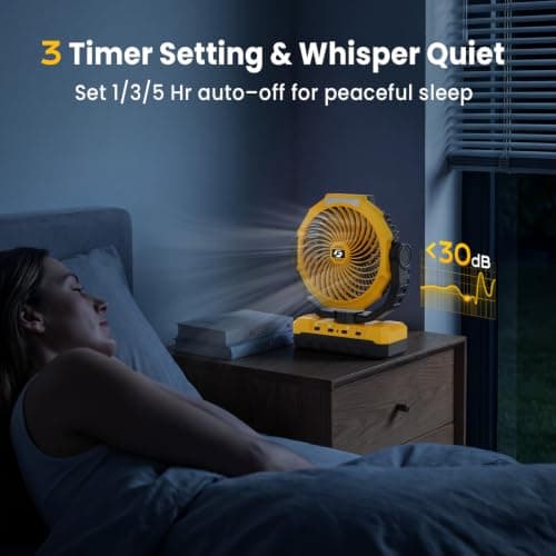 FRIZCOL 3-in-1 Camping Fan - Portable Fans Rechargeable - 24000mAh Battery Powered Fan(140Hrs) with Light & Remote for Indoor, Outdoor, Tent, Travel, BBQ, Fishing, Jobsite - Yellow — view 4