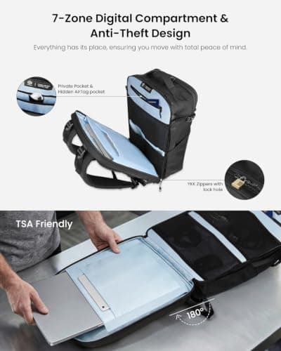 KURANEST Portal 28L Travel Backpack TSA Carry On Laptop One-Bag Men Women — view 6
