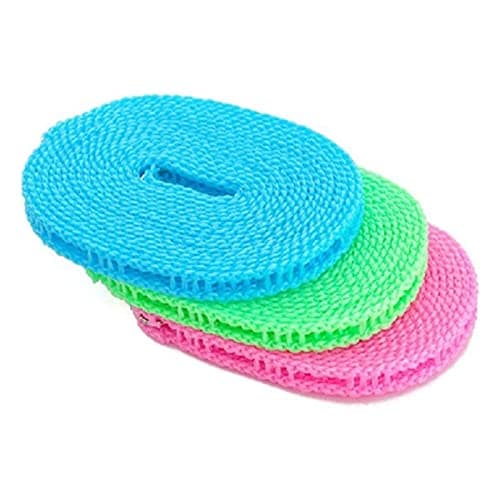 Pack of 3 Portable Clothesline 5M Washing Line Anti-slip Clothes Line Clothes Drying Rope for Outdoor and Indoor Hotel Use