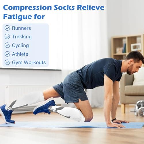 FEISIGE 3 Pairs Compression Socks, 20-30 mmHg Circulation Support - Ideal Compression Stockings for Running, Nursing, Flight, and Travel - Knee-High Varicose Veins Socks (Size: L/XL) — view 4