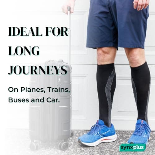 SynxBody Flight Compression Socks for Women & Men (Class 2) - These Flight Socks Help Prevent Deep Vein Thrombosis (DVT) During and After Flight (Black, Medium) — view 5