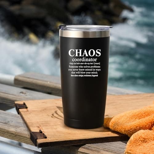 Livole Chaos Coordinator, Funny Gifts for Teachers Men, Boss, Manager, Him, Male Teacher Gift, End of The Year Presents, Christmas Gifts for Men, 20oz Travel Mug Thermal, Stainless Steel Wine Glasses — view 4