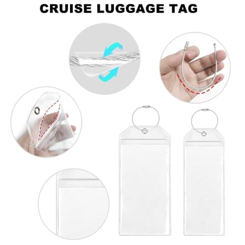 Cruise Luggage Tag Holder, 6 Pcs Waterproof Luggage Tags with Stainless Steel Wire, Clear Suitcase Tags Essentials for Suitcases, Durable Travel Tags Accessories for Luggage (6, 9cm X 20cm) — view 3