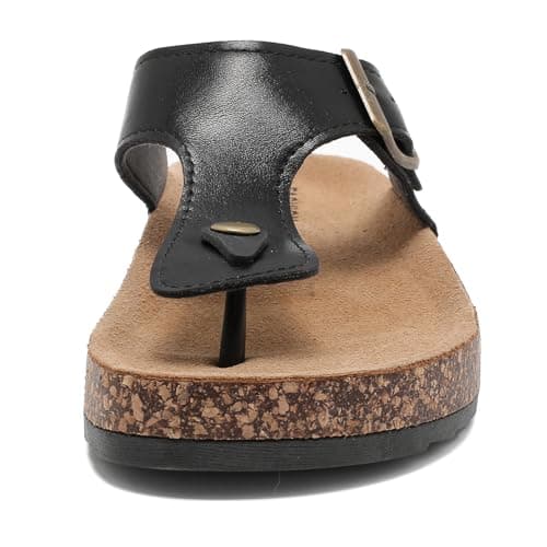 Foinledr Cork Footbed Sandals for Women & Men, Adjustable Buckle Flip Flops — view 3