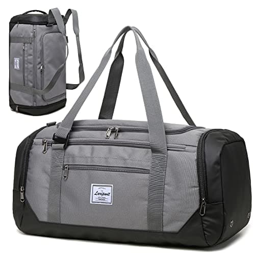 Laripwit Travel Duffle Bag for Men 40L Medium Gym Duffel Backpack with Shoe Compartment & Wet Pocket Sports Holdalls Women Weekend Overnight Bag for Traveling Camping, Grey